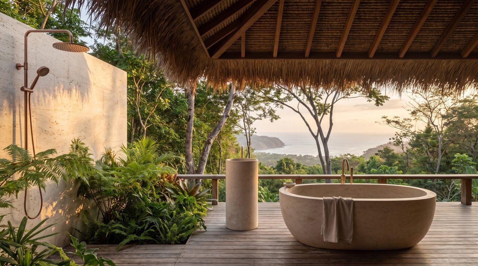 Open-air bath facing the ocean
